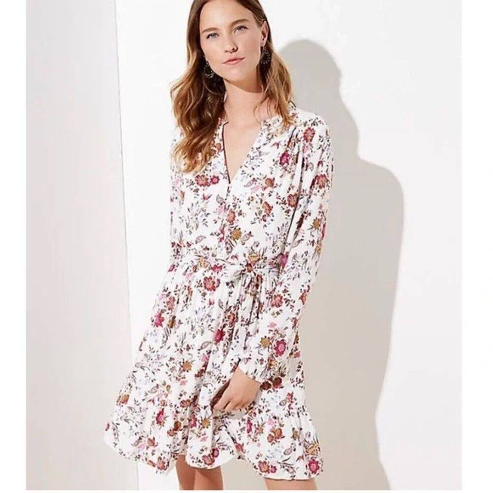 Loft plus Floral Print Long Sleeve Dress Size 24